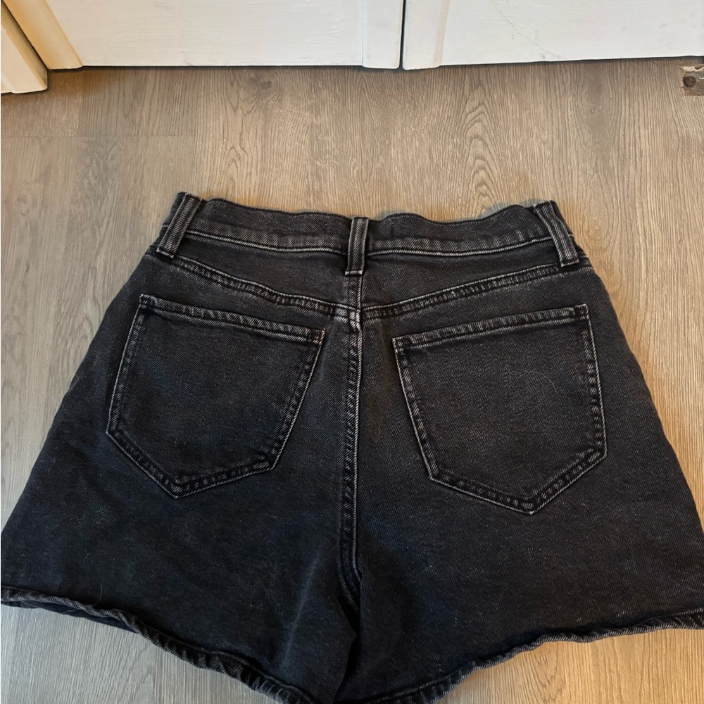High-Rise Black Denim Shorts